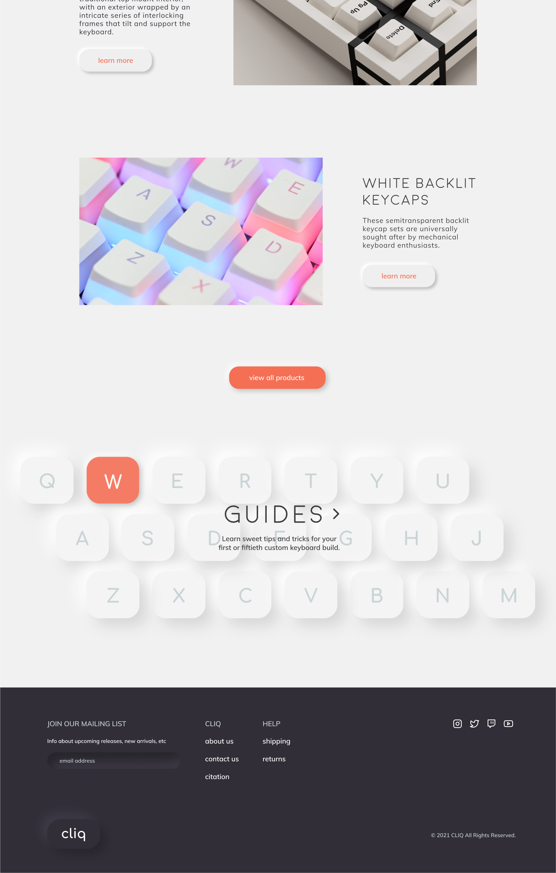cliq bottom half of homepage mockup