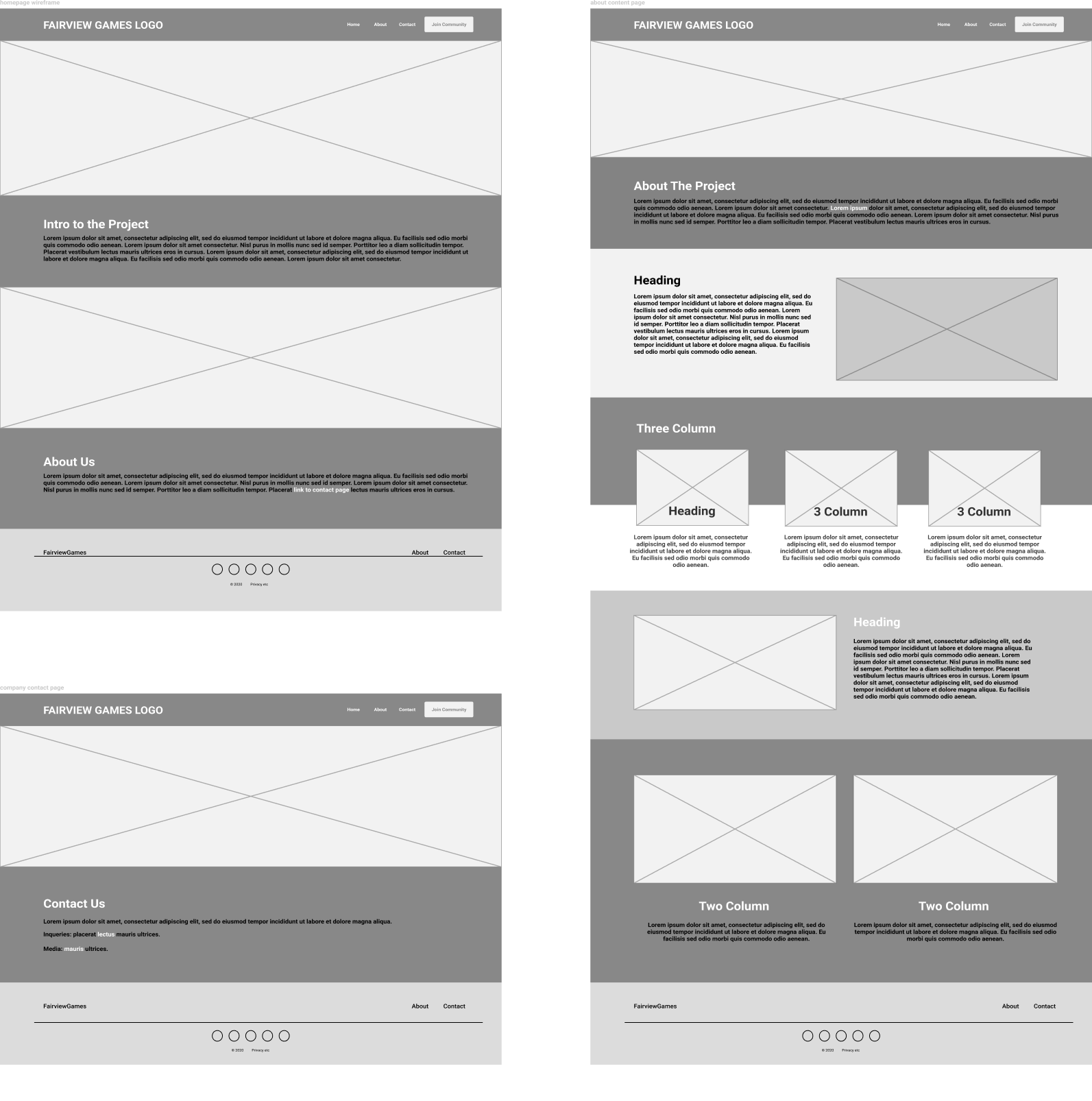 faiview website wireframes